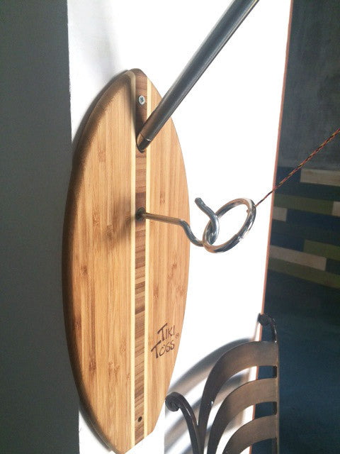 Tiki Toss Surf Deluxe game mounted and ready to play
