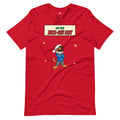 Red Nice-ish List Tee with Morsel Munk in a Santa hat and sunglasses, arms crossed